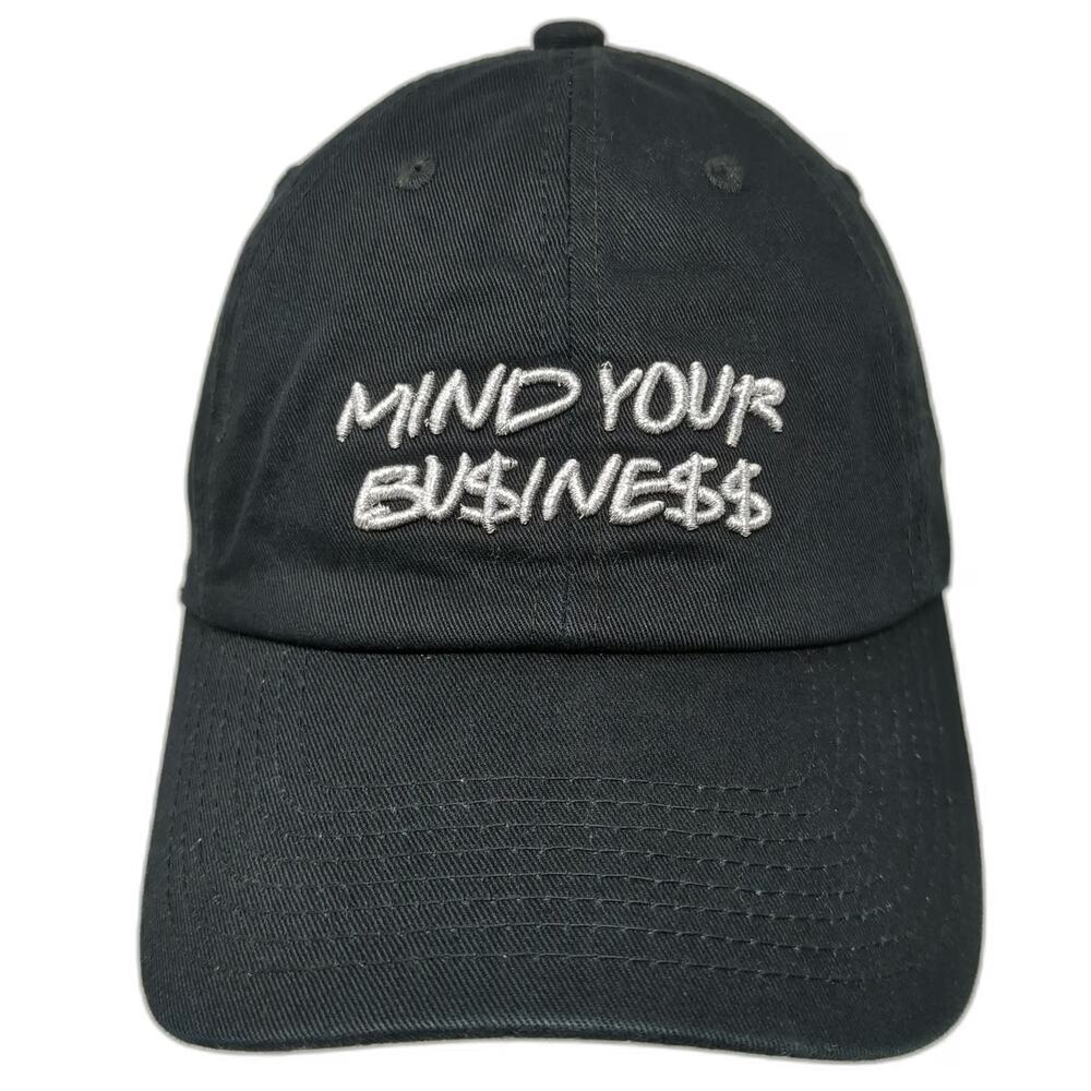 Field Grade Baseball Cap Black One Size Mind Your Business Dollar Sign Logo Hat